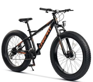 Bicicleta Fat Bike 26   CARPAT BigOne 2.6, cadru aluminiu 18  , manete secventiale, frane disc, 16 viteze, negru portocaliu