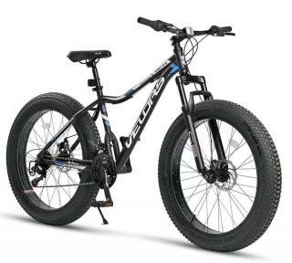 Bicicleta Fat Bike 26   VELORS Wolf, cadru otel 17  , manete RevoShift, frane disc, 21 viteze, negru albastru