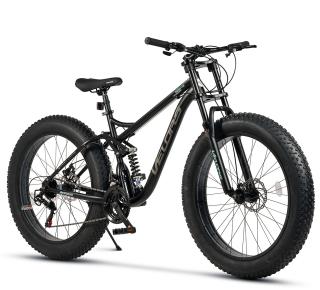 Bicicleta Fat Bike full-suspension 26   VELORS Duro 2.6, cadru otel 17  , manete secventiale, frane disc, 21 viteze, negru gri