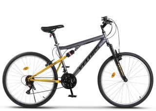 Bicicleta MTB-FS 26   VELORS Thunder 2.6, cadru otel 17  , manete index, frane V-Brake, 21 viteze, gri galben