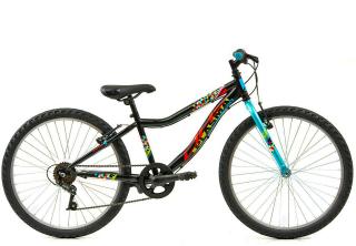 Bicicleta MTB-HT 24   DHS Plasma 240, cadru otel 13  , manete revoshift,  frane V-Brake, 6 viteze, negru turcoaz