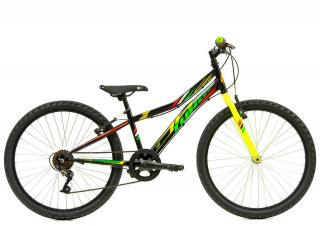 Bicicleta MTB-HT 24   DHS Turbo 240, cadru otel 13  , manete revoshift, frane V-Brake, 6 viteze, negru verde fluo