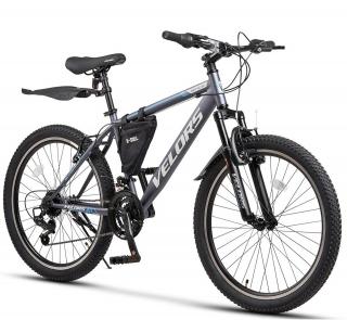 Bicicleta MTB-HT 24   VELORS Neptune, cadru otel 17  , manete RevoShift, frane V-Brake, 21 viteze, gri albastru