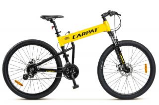 Bicicleta MTB-HT 26   CARPAT Hummer, cadru pliabil aluminiu15  , manete secventiale, frane disc, 24 viteze, galben negru