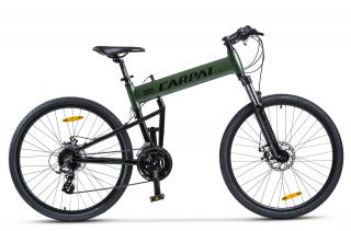 Bicicleta MTB-HT 26   CARPAT Hummer, cadru pliabil aluminiu15  , manete secventiale, frane disc, 24 viteze, verde army negru