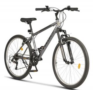 Bicicleta MTB-HT 26   VELORS Rockstar, cadru otel 17  , manete index, frane V-Brake, 21 viteze, gri negru