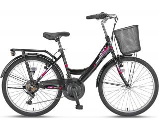 Bicicleta oras 24   UMIT Safiro, cadru otel 17  , frane V-Brake, 21 viteze, negru roz