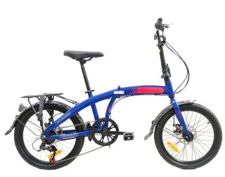 Bicicleta pliabila 20   BR Performance, cadru otel, frane disc, 6 viteze, albastru rosu