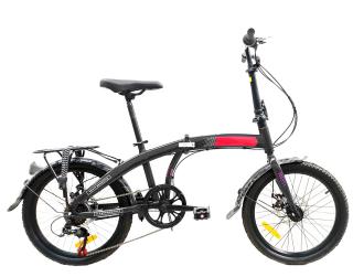 Bicicleta pliabila 20   BR Performance, cadru otel, frane disc, 6 viteze, negru rosu