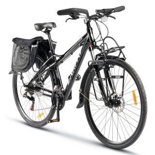 Bicicleta Trekking 28   CARPAT 700C, cadru aluminiu 18  , manete secventiale, frane disc, 21 viteze, negru alb