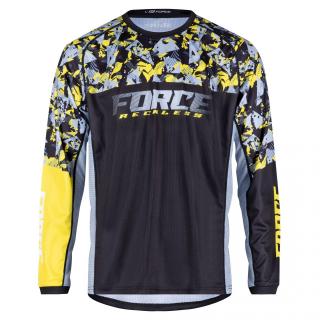 Bluza cu maneca lunga FORCE Reckless, negru galben, marime M