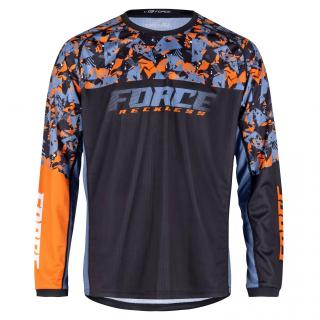 Bluza cu maneca lunga FORCE Reckless, negru portocaliu, marime M