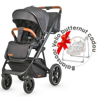 Carucior modular 2in1 COCCOLLE Nessia Diamond black + Balansoar bebelusi COCCOLLE Velio Butternut