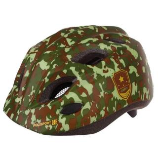 Casca ciclism copii cu led POLISPORT Army, verde, marime S (50-54 cm)