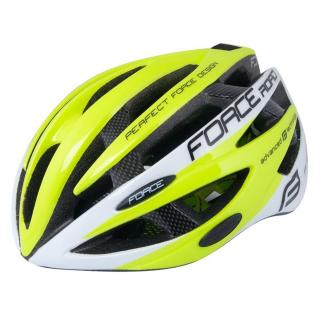 Casca ciclism FORCE Road galben fluo alb, marime L (58-62 cm)