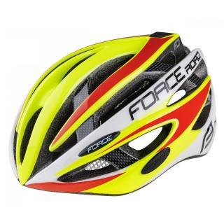 Casca ciclism FORCE Road galben fluo rosu, marime M (54-58 cm)