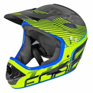 Casca ciclism FORCE Tiger downhill, negru fluo albastru, marime L (59-60 cm)