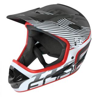 Casca ciclism FORCE Tiger downhill, negru rosu alb, marime L (59-60 cm)