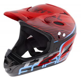 Casca ciclism FORCE Tiger Downhill, rosu negru bleu, marime L (59-60 cm)