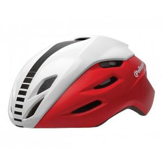 Casca ciclism Road POLISPORT Aero, alb negru rosu, marime L (58-62 cm)