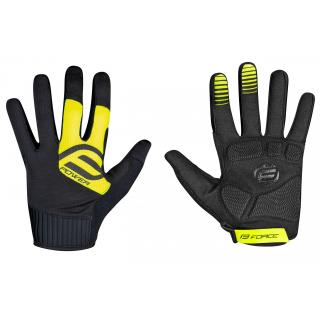 Manusi ciclism FORCE MTB Power, negru galben fluo, marime L