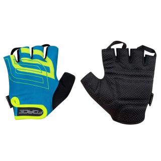 Manusi ciclism FORCE Sport, albastru galben fluo, marime L