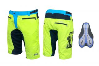 Pantaloni scurti Force MTB-11 cu interior detasabil galben fluo XS