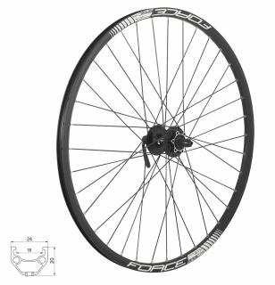 Roata fata 26  x36H FORCE Basic (559x19), aluminiu dubla, butuc Shimano HBM475, profil frane disc, neagra