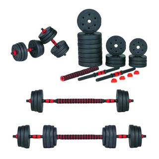 Set gantere haltere ORION, negru rosu, greutate 30 kg