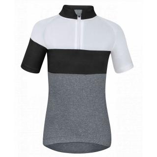 Tricou ciclism copii FORCE Kid View, gri alb negru, marime S (128-140 cm)