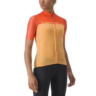 Tricou ciclism dama maneca scurta CASTELLI Velocissima, galben portocaliu, marime S