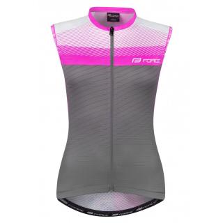 Tricou ciclism fara maneci FORCE F Acceler, gri roz, marime L
