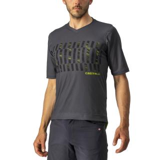 Tricou ciclism maneca scurta CASTELLI Trail Tech Tee, antracit galben fluo, marime M