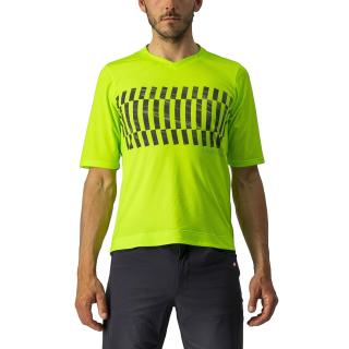 Tricou ciclism maneca scurta CASTELLI Trail Tech Tee, galben fluo negru, marime L