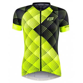 Tricou ciclism maneca scurta dama FORCE Vision, galben fluo negru, marime XL