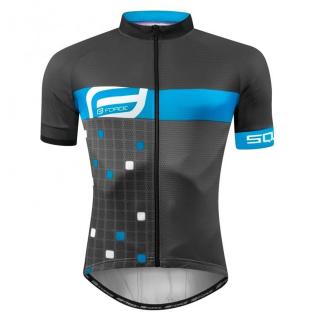 Tricou ciclism maneca scurta FORCE Square, gri albastru, marime S