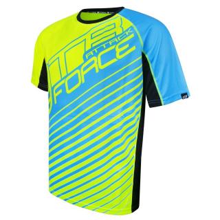 Tricou maneca scurta FORCE MTB Attack, galben fluo albastru, marime S