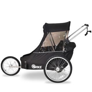 Remorca pentru biciclete 3in1 Wike Premium Double, neagra - cel mai mult spatiu pentru copil