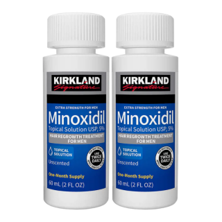 2x Solutie Kirkland 60ml, Minoxidil 5%, impotriva caderii parului, tratament partial 2 luni