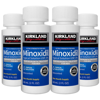 4x Solutie Kirkland 60ml, Minoxidil 5%, impotriva caderii parului, tratament partial 4 luni