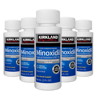 5x Solutie Kirkland 60ml, Minoxidil 5%, impotriva caderii parului, tratament partial 5 luni