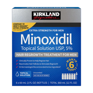 6x Solutie Kirkland 60ml, Minoxidil 5%, impotriva caderii parului, pipeta inclusa, tratament complet 6 luni