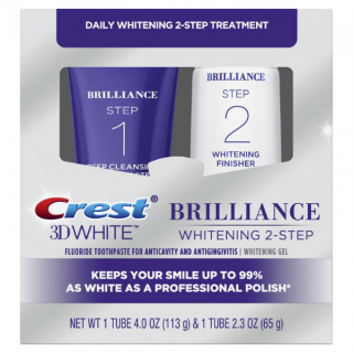 Kit Crest 3D White Brilliance Whitening 2 Steps, pasta  de dinti 113 g  si gel de albire 65 g