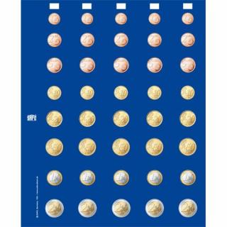2 folii pentru seturi de monede euro, Premium, cu foaie albastra printata cu monede euro