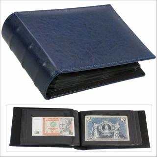 Album pentru carti postale,Standard-Albastru, cu 100 buzunare negre