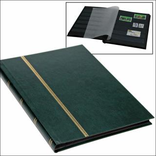 Clasor pentru timbre, format de carte 170 x 225 mm, 8 file 16 pagini negre - Verde