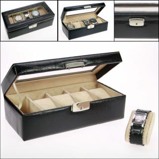Cutie pentru ceasuri captusita in piele neagra - Elegant