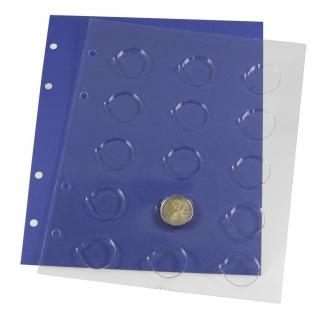 Folie blister cu carton albastru, TOPset, pentru 15 monede de 2 euro