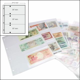 Set 15 folii pentru bancnote 3 buzunare de 215 x 97 mm - Maxi