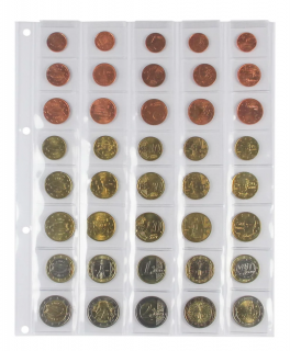 Set 2 folii pentru monede, Compact A4, pentru 5 seturi de la 1cent la 2 euro